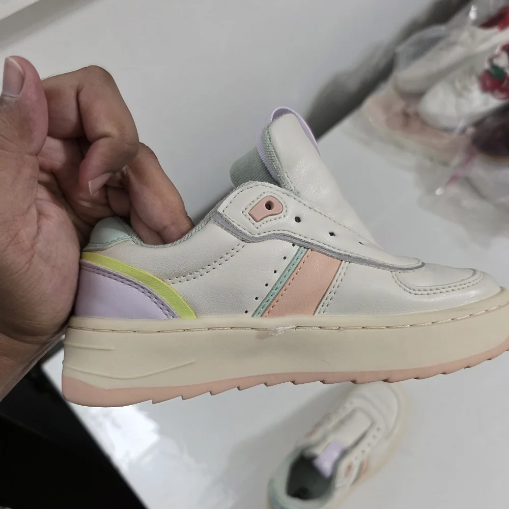 Little Girls Zara Multicolored Pastel Laced Sneakers Shoes Size 13